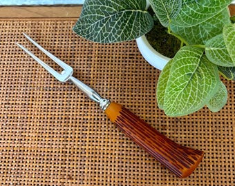 Vintage Carving Fork: Faux Antler Handle, Stainless Steel, Made in England
