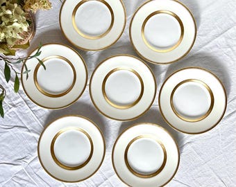 Antique Minton Porcelain Plates, Set of 6, Cobalt Blue & Gold