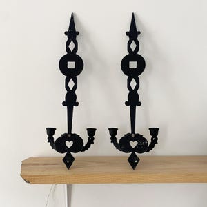 Vintage Wrought Iron Wall Sconces: Gothic Black Metal Candle Holders