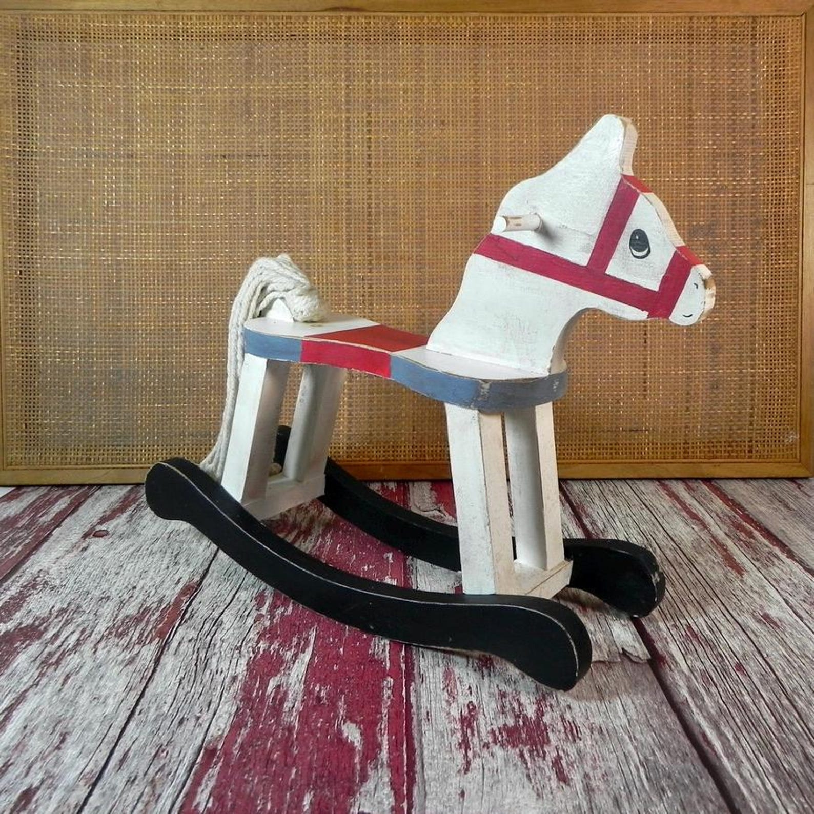 Rustic Toy Vintage Toy Wood Rocking Horse | Rustic Farmhouse Decor | Country Chic ...
