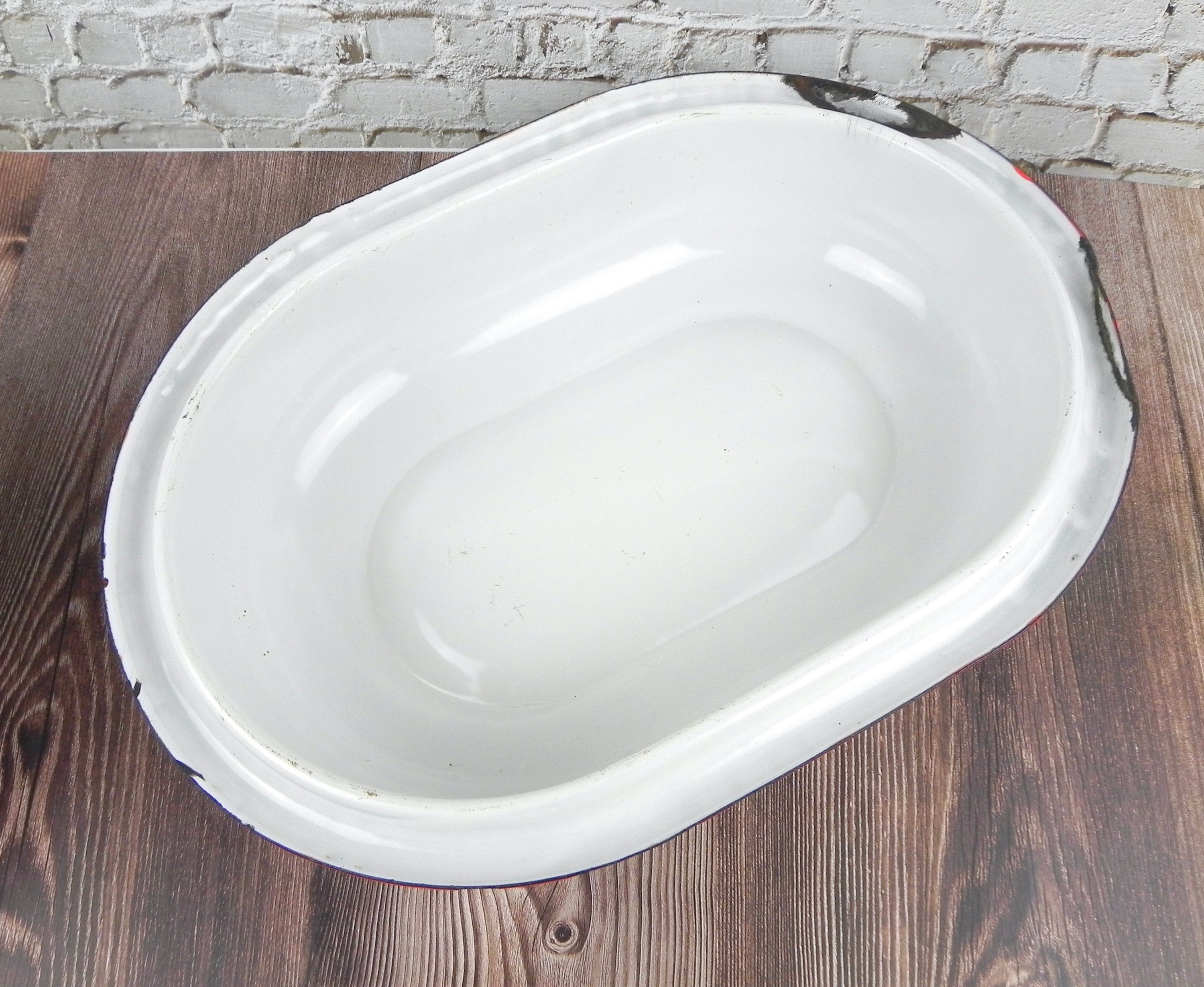 Red & White Enamelware Roaster Antique Turkey Pot Roast Etsy