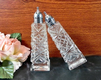 Cut Glass Salt & Pepper Shakers | Vintage Tall Shakers | Vintage Tablescapes