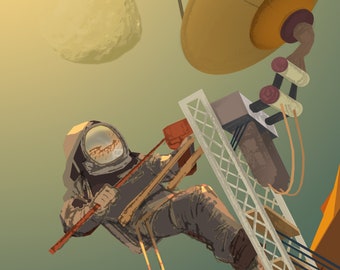 Póster clásico de exploración de Marte de la NASA, estilo retro: "Se buscan técnicos"
