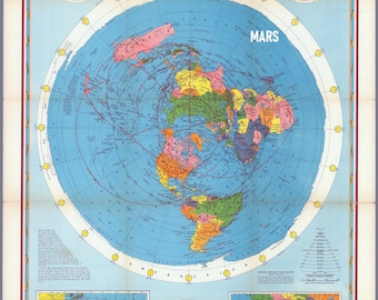 Póster del mapa mundial de la era aérea de Hammond de 1946: mapa de la Tierra plana (24 x 32)