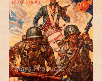 Póster histórico de la Segunda Guerra Mundial de la década de 1940, conmemorativo del 168.º aniversario del Cuerpo de Marines de EE. UU. "Semper Fidelis".