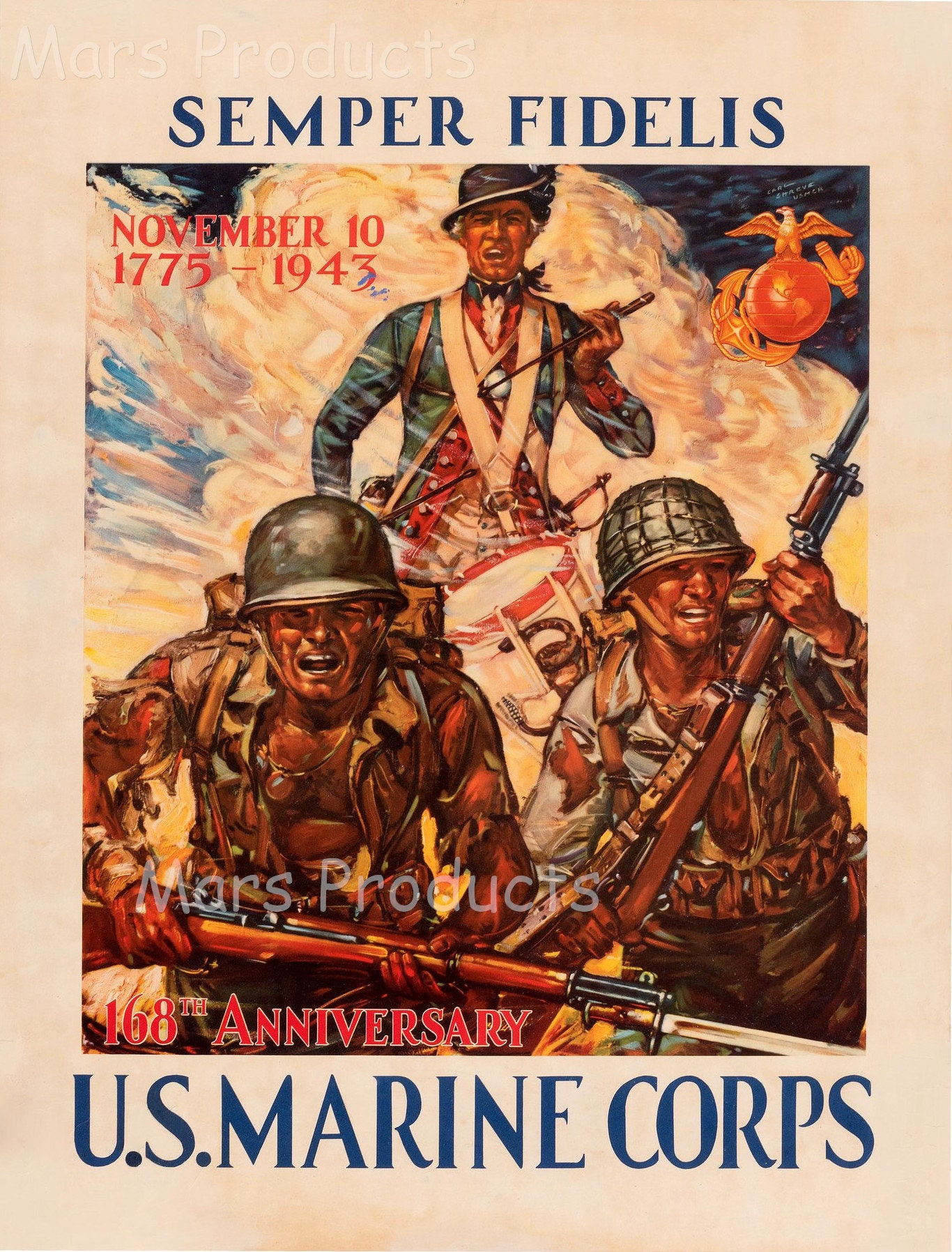 U.S. Marine Corps 168th Anniversary Semper Fidelis 1940s