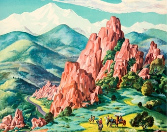 Póster de viaje vintage de United Airlines, Colorado, década de 1950