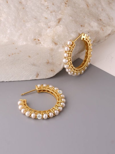 Pearl gold earrings designs with price deals