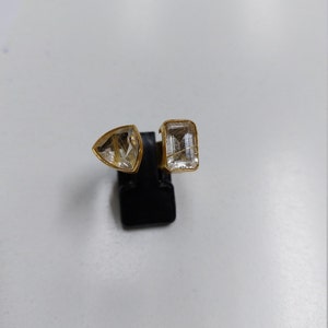 Anello in pietra di luna in oro. Anello importante in stile boho. Anello in citrino, ossidiana, rutilo dorato, apatite, lapislazzuli, ametista, quarzo rosa. Corniola, opale. immagine 5
