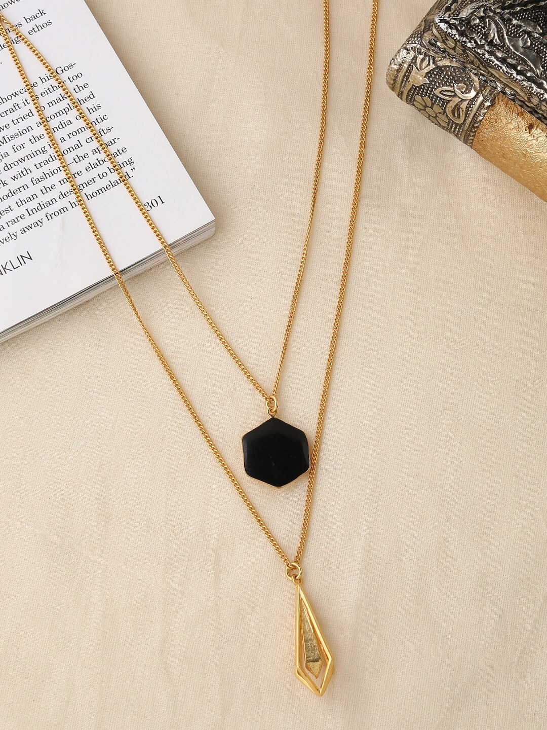 Buy Diamond Design Layer Necklace in Enamel. Double Layering Gold ...