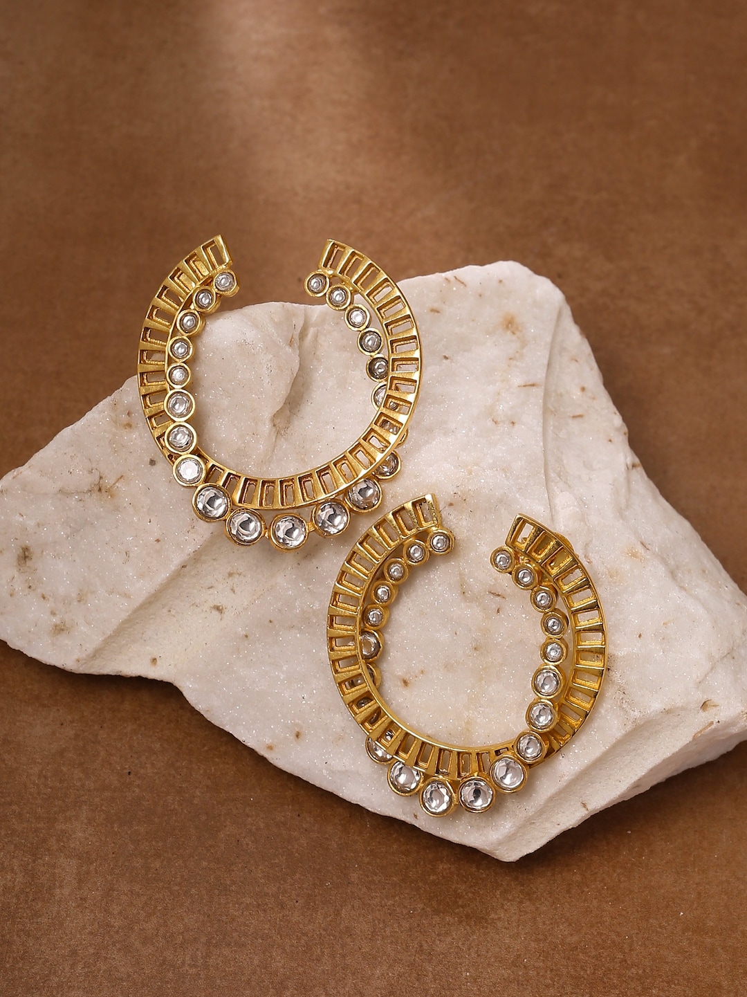 Big Round Earring Studs Gold for Women. Statement Designer Etsy