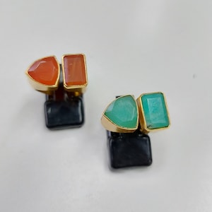 Anello in pietra di luna in oro. Anello importante in stile boho. Anello in citrino, ossidiana, rutilo dorato, apatite, lapislazzuli, ametista, quarzo rosa. Corniola, opale. immagine 8