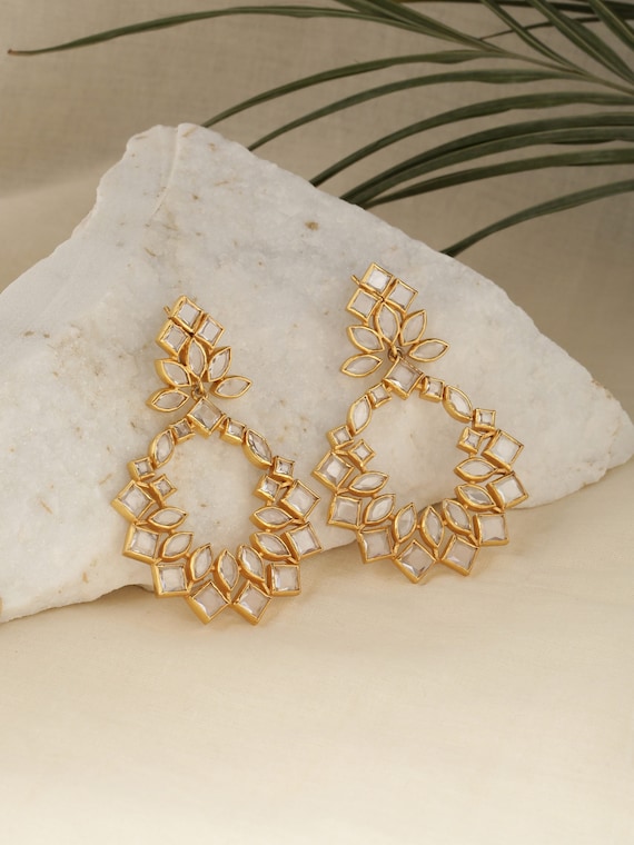 Vurma Orecchini Pendenti Placcati Oro 18K | Cerchio In Ottone Fatto A Mano