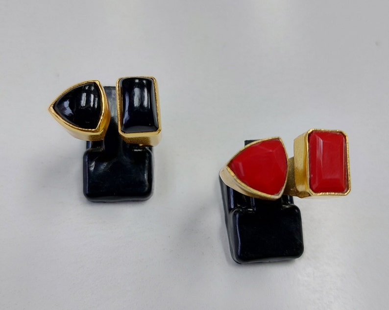 Anello in pietra di luna in oro. Anello importante in stile boho. Anello in citrino, ossidiana, rutilo dorato, apatite, lapislazzuli, ametista, quarzo rosa. Corniola, opale. immagine 7
