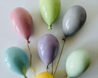 Big Pastel Ceramic Balloon – Handmade in Portugal – Soft Wall Decor – Nursery & Kids Room Hanging