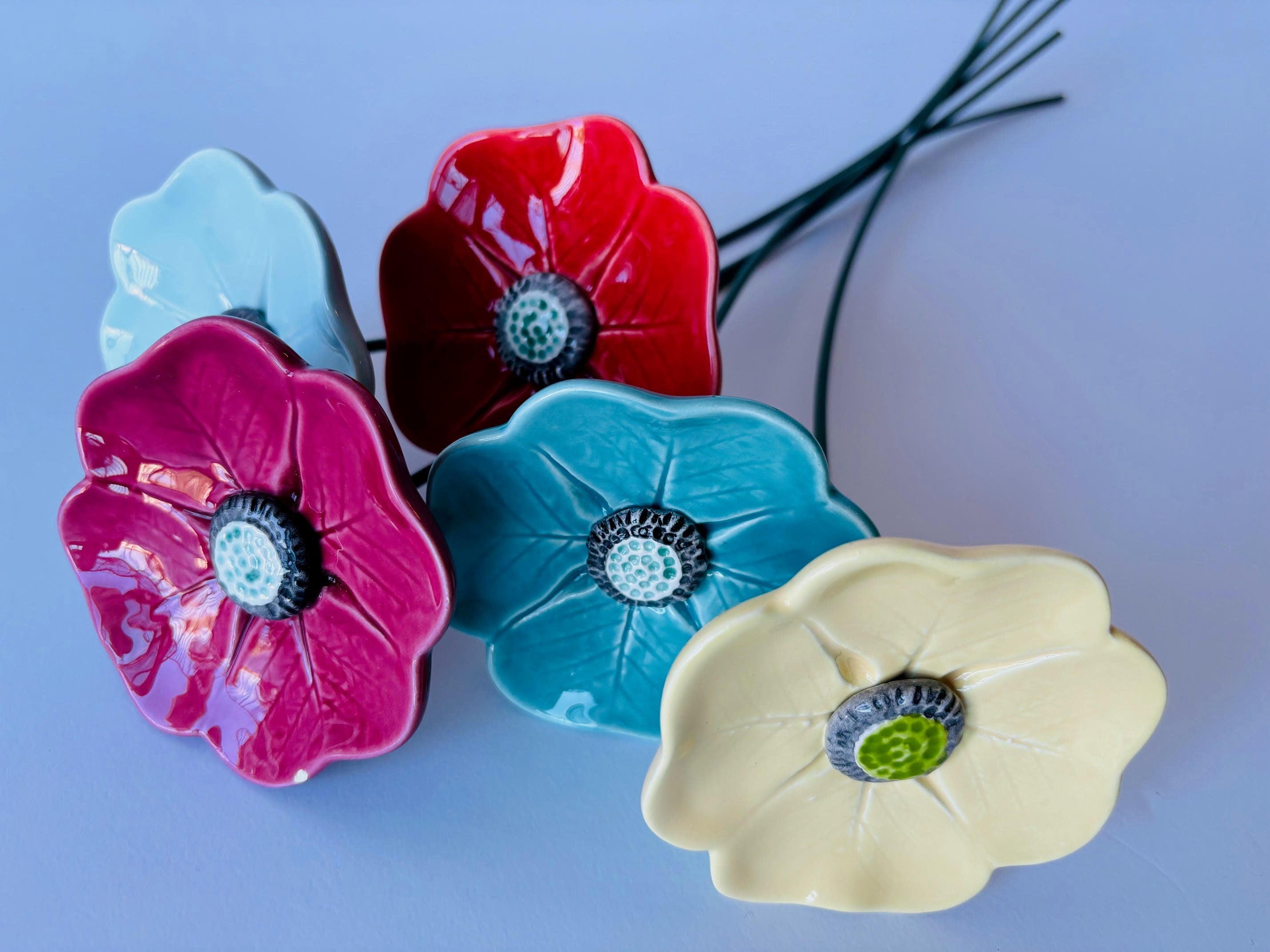 Décalcomanies Céramique Surémaillée - Spray Fleurs Coquelicot Rose Et Marron - Captive Decals