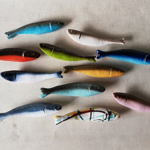 Handmade ceramic hanging sardine