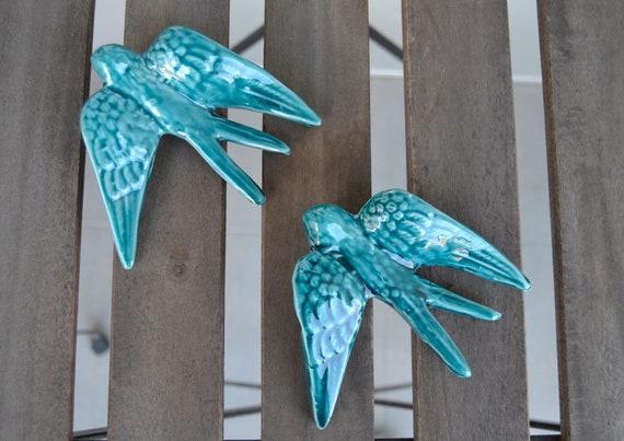 ▪️ツバメの壁飾り▪️大小2個セット▪️陶器 置物 鳥 陶器ツバメ