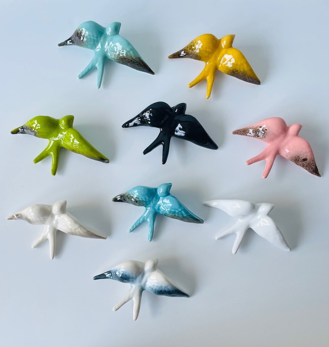 手描きの陶器製ツバメ｜ポルトガルの壁飾り｜鳥の壁掛け｜地中海陶芸