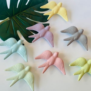 Pastel Ceramic Swallow – Soft Color Wall Bird – Handmade Portuguese Decor – Gentle Tones – Hanging Ceramic Art