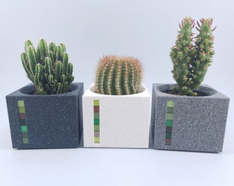 Granite look cube Planter for succulents and cactus Home decor Spring pot Modern centerpiece Mothersday birthday gift Wedding accent