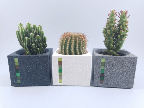 Granite Look Cube Planter: Modern Succulent & Cactus Pot - Etsy