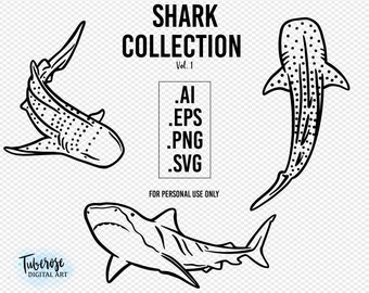 Download Shark Outline Svg Etsy