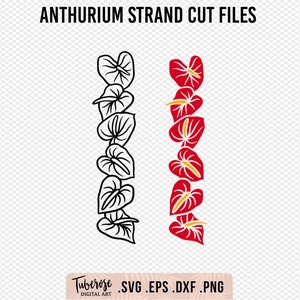 Anthurium Lei Strand SVG, fichier de coupe guirlande de fleurs tropicales, fichier cricut floral, sticker coupe, fer à repasser sur un motif de fleurs hawaïennes tropicales
