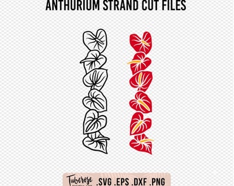 Anthurium Lei Strand SVG, Tropical flower Garland Cut File, floral cricut file, cup decal, iron on tropical hawaiian flower design