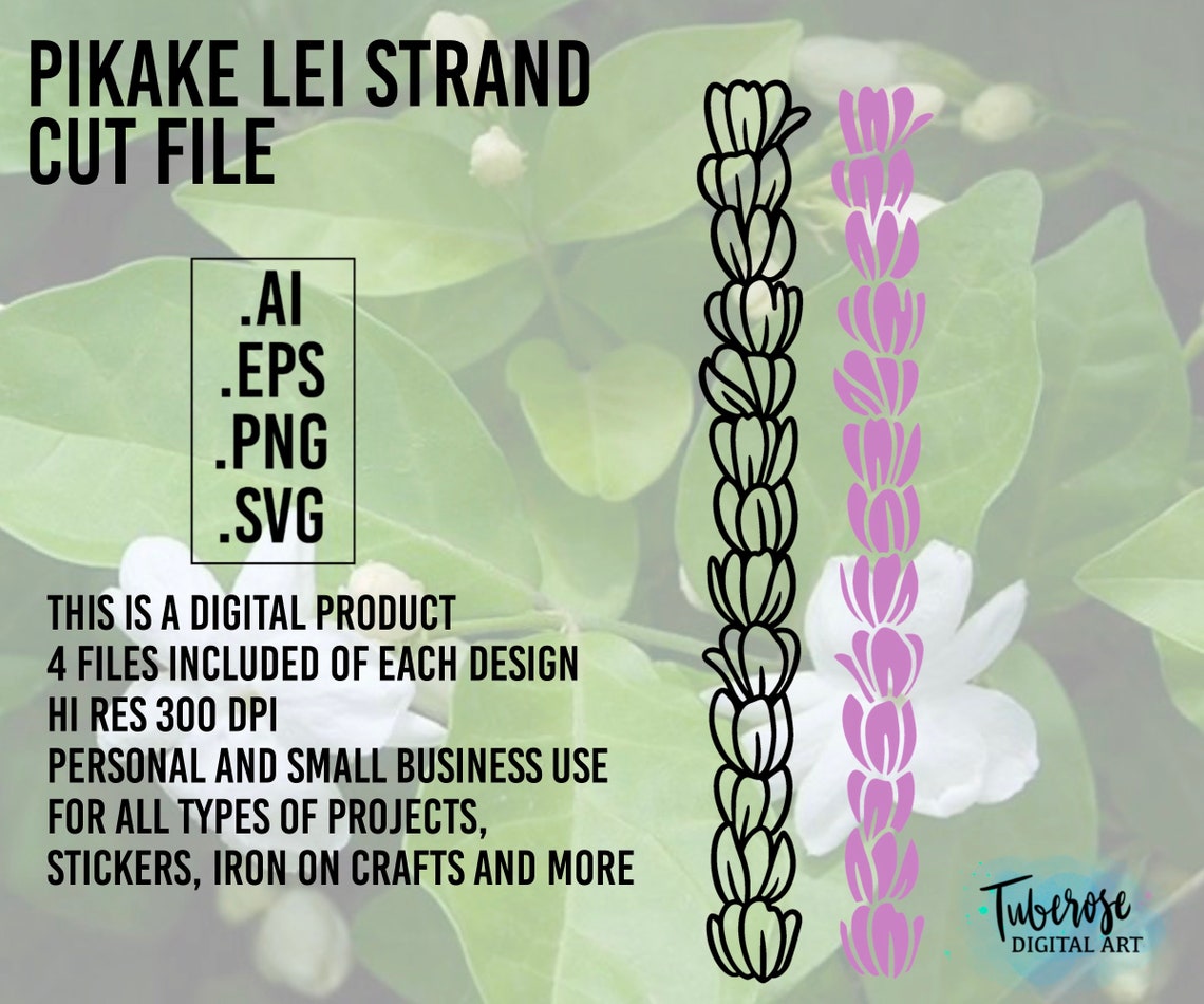 Pikake Lei SVG Jasmine Flower Lei Garland Cut File Cup Wrap Etsy