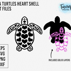 Meeresschildkröten Herzen Muschel, Schildkröte SVG, Honu Herzen, Valentines Meer Schildkröte Design für Aufkleber Cricut Dateien, Ocean life svg, Love Turtle Symbol
