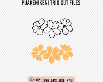 Puakenikeni Trio SVG, Floral sticker design, Hawaiian flower SVG, Dxf, Png, Puakenikeni flower iron on cricut file, Waterbottle sticker