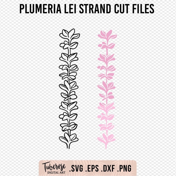 Plumeria Lei SVG, Flower Lei Garland Cut File, Frangipani wrap around Cricut File, Plumeria Cup Decal, Flower Strand PNG, String of flowers