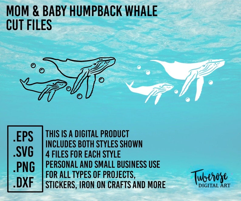 Mom and Baby Humpback Whale SVG Cut File Whales Line Art | Etsy Australia