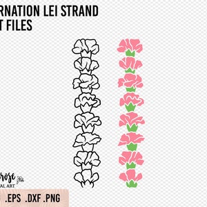 Carnation Flower Lei SVG, Straight Single Carnation Ponimōʻī lei, Pink carnation cup wrap-around Cricut File, Cup Decal, Flower Strand PNG