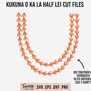 Kukuna O Ka La Half Lei w wersji długiej i bardzo długiej do prasowania koszulek i nie tylko, Lei SVG, Kukunaokala, pliki do cięcia lei koszul, plik laserowy