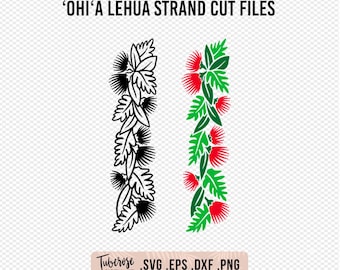 Ohia Lehua Vertical Lei Strand SVG, Hawaiian Flower Garland Cut