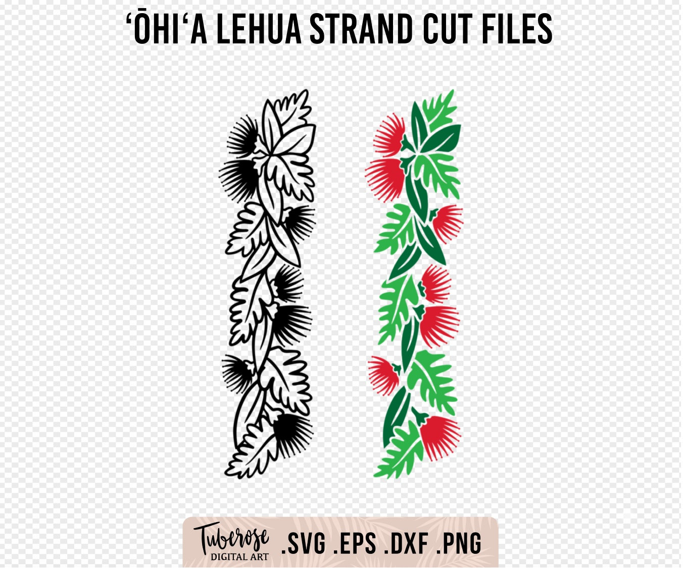 Ohia Lehua Vertical Lei Strand SVG, Hawaiian Flower Garland Cut Ohia Lehua Vertical Lei Strand SVG, Hawaiian Flower Garland Cut