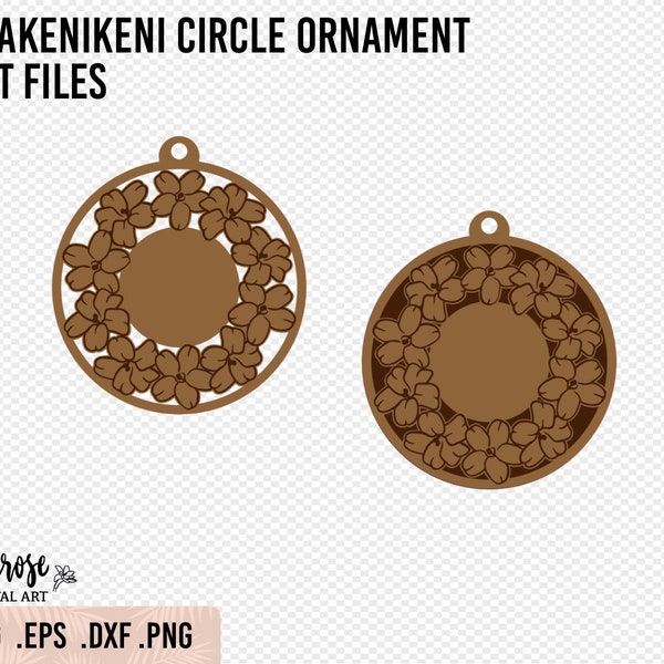 PuaKenikeni Circle Ornament SVG, Ornament Laser files, Floral tropical circle design, Bamboo/Candle Lid  engraving, Puakenikeni design