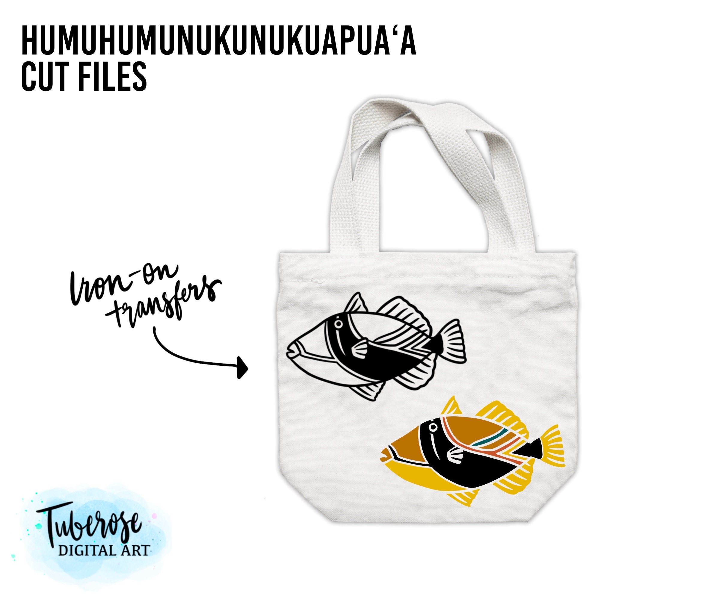 Humu Humu SVG Cut File, Hawaiian Fish Line Art Sticker