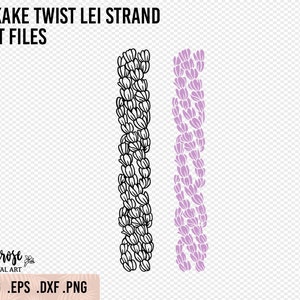 3 fili Pikake Twist Lei SVG, Jasmine Flower Lei Garland Cut File, File Cricut, Pikake Cup Wrap around decal, Hawaiian Flower Strand PNG