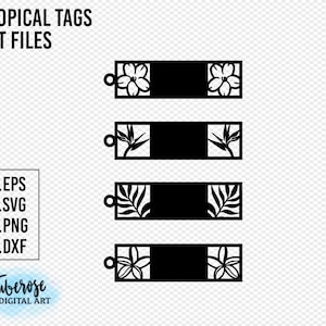 Étiquettes tropicales SVG, étiquettes volantes pour cadeaux de Noël, fichiers rectangulaires en papier découpé/laser pour cricut, Glowforge, étiquettes de Noël, motifs floraux tropicaux DXF