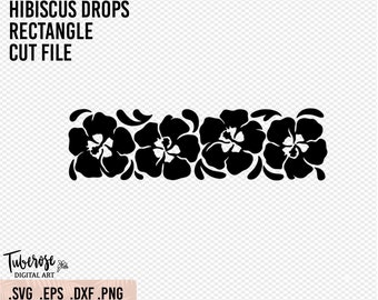 Hibiskus i krople rozprysku SVG plik do cięcia w kształcie prostokąta, Abstrakcyjny hibiskus SVG, Clipart tropikalnych kwiatów, Naklejka Cricut, Do prasowania