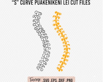 S Curve Puakenikeni Lei SVG, Floral line art and solid cut files, Pua Kenikeni Cricut File, great for cups, decals, engraving, iron ons PNG