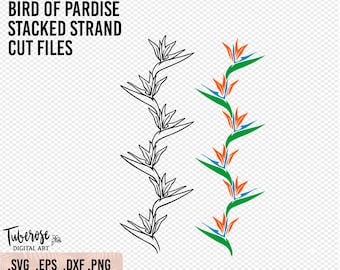 Bird of Paradise stacked strand SVG, Tropical flower SVG Strand, Straight design floral Cricut sticker or laser engraving file, BOP png