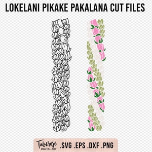Lokelani Pikake Pakalana Lei SVG, Twist Flower Lei Garland Cut File, Cricut files, triple twist, floral Cup sticker, wrap around, flower PNG
