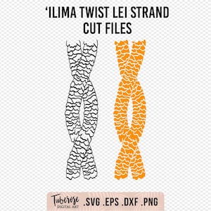 Ilima Twist Lei Strand SVG, doppia torsione Lei 'Ilima in contorni e design solido, Lei ripetibile, file floreale tropicale in formato SVG Lei Adesivo Cricut