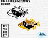 Humu Humu SVG Cut File, Hawaiian Fish Line Art Sticker