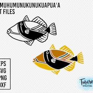 Humu Humu SVG cut file, Hawaiian fish line art sticker design, Humuhumunukunukuapua'a Hawaii state fish Illustrated ocean art Cricut Files