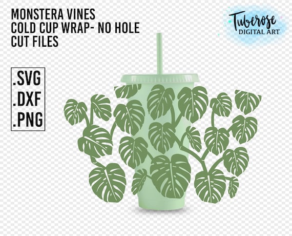 Monstera Vines 24oz Cold Cup Wrap, No hole, Monstera Deliciosa cup, Summer  cup svg, Tropical Design, Cricut file, Cup Wrap for Tumblers